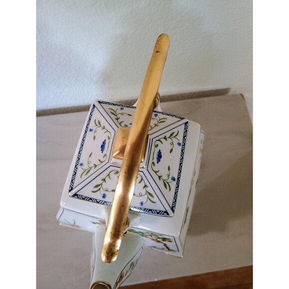 Vintage 1986FP Japan Fine China Teapot with Stand 3 Piece Floral Birds 11” - Picture 8 of 13